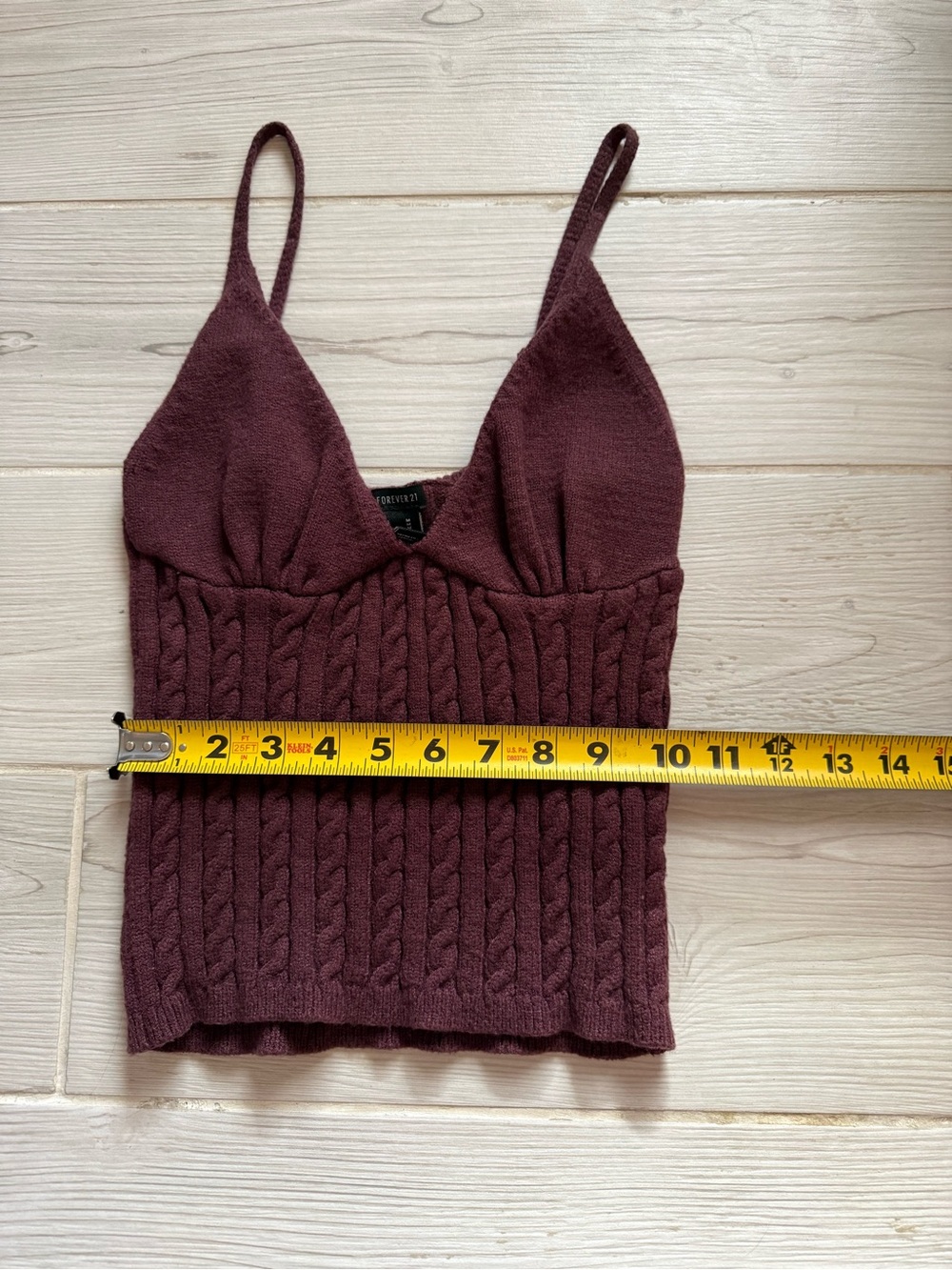 Cable-Knit Spaghetti Strap Tank in Plum - Picture 2 of 4
